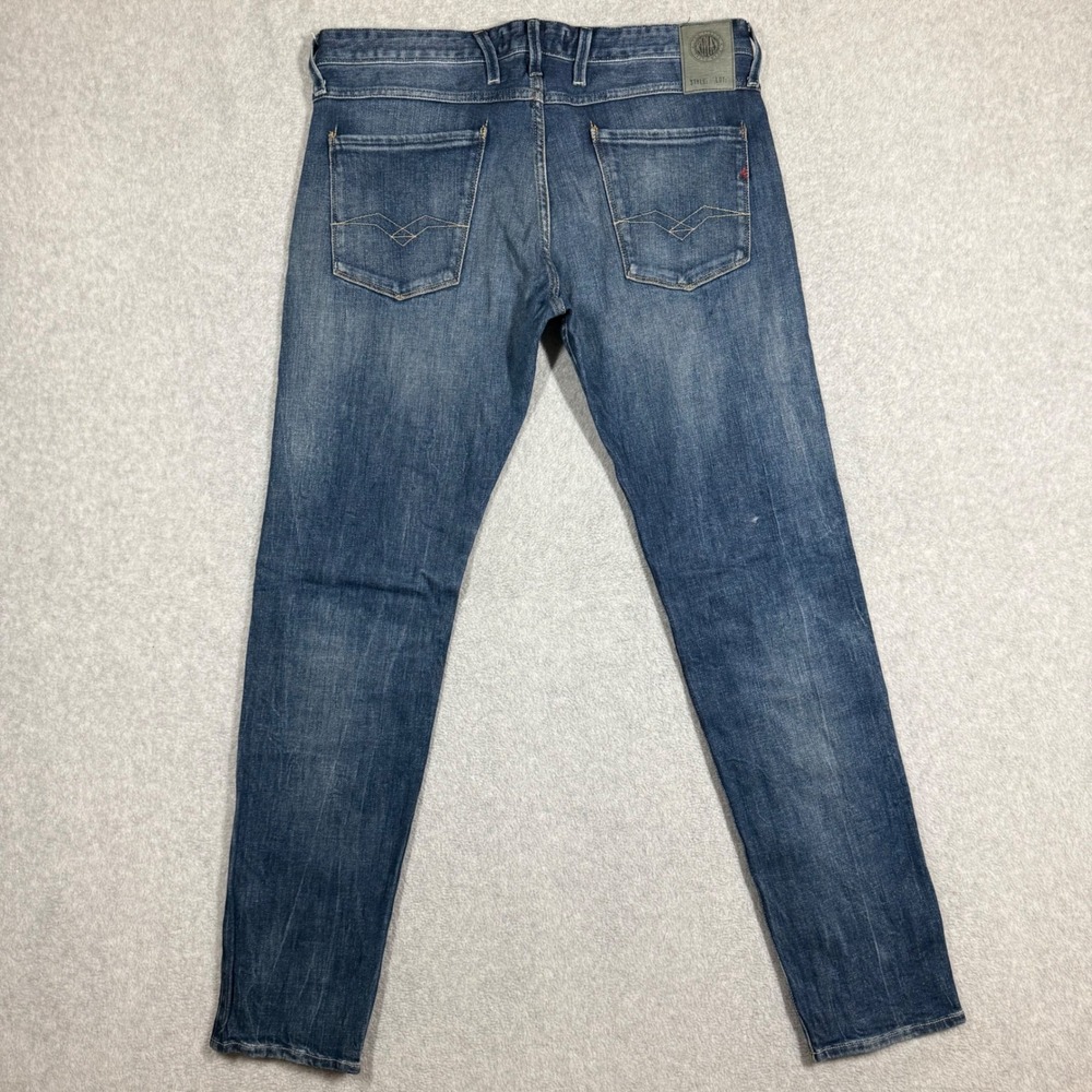 Replay Anbass Slim Fit Jeans Mens 34x32 Medium Wash Blue Denim M914 - Picture 5 of 14